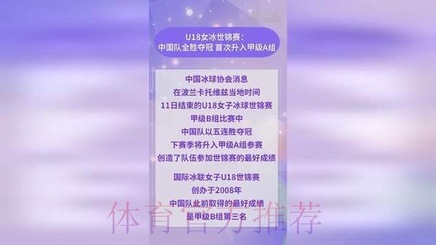 中国U18女子冰球队升入甲级A组